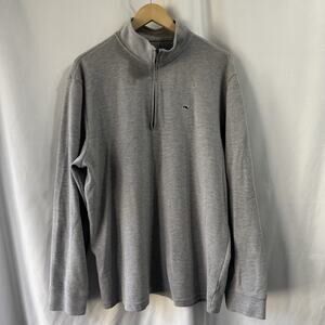 VINEYARD VINES Gray 1/4 Zip Pullover Size XL Whale Logo Preppy Nautical Classic